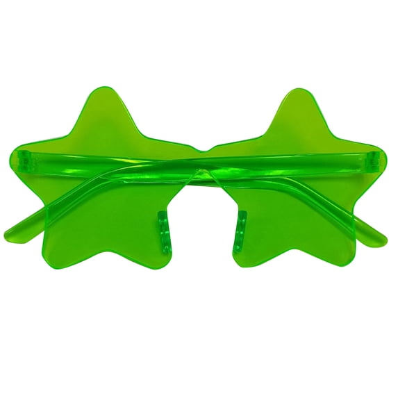 Star Shaped Rimless Sunglasses for Adults, Transparent Candy Color PC Frame Party Eyewear with UV Blocking for Festivals Halloween Costume Wear Army Green
