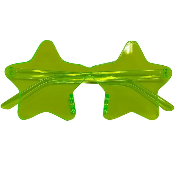 Star Shaped Rimless Sunglasses for Adults, Transparent Candy Color PC Frame Party Eyewear with UV Blocking for Festivals Halloween Costume Wear Fluorescent Green
