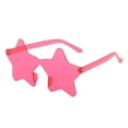 thumbnail image 1 of Star Shaped Rimless Sunglasses for Adults, Transparent Candy Color PC Frame Party Eyewear with UV Blocking for Festivals Halloween Costume Wear Hot Pink, 1 of 2