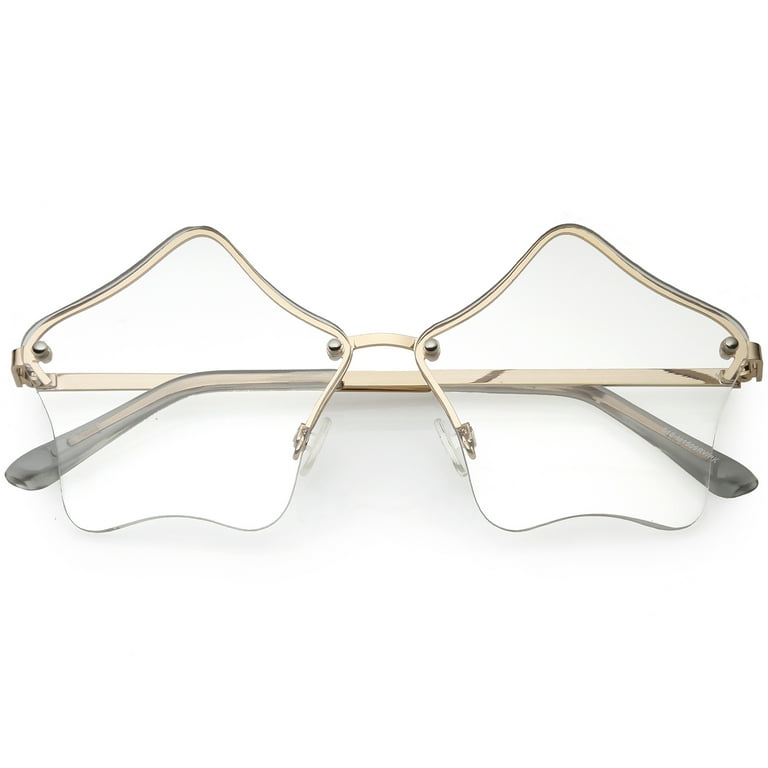 Rhinestone Sunglasses Women Retro Rimless Large Square Sunglasses