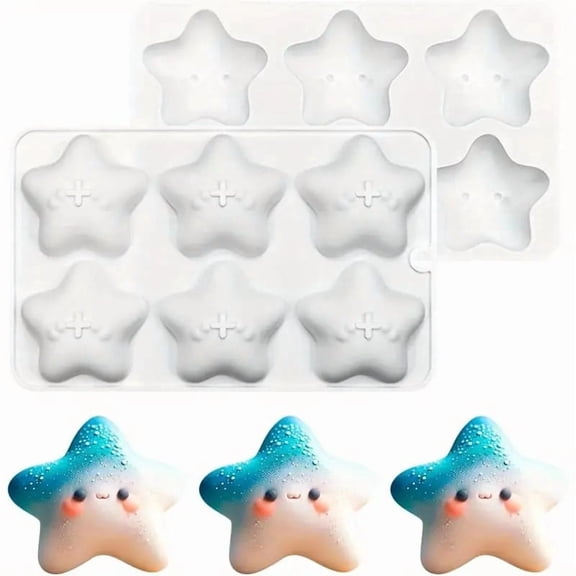 Star-Shaped Silicone Dessert Mold 6-Cavity Non-Stick Baking Pan for Cakes Mousse Chocolate Treats