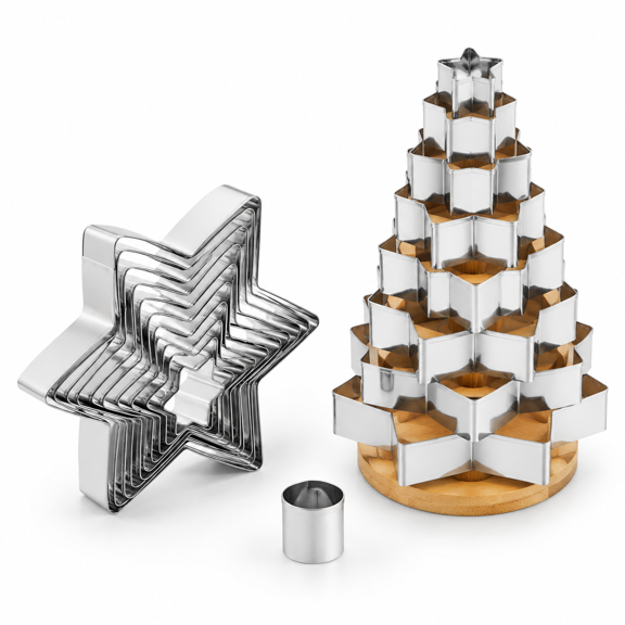 Star Shaped Stainless Steel Cookie Set with Storage Box, 10 Piece