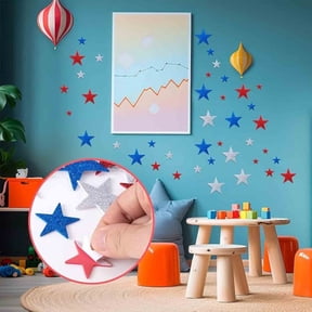 Star-Shaped Stickers, Three-Color Solid Star Foam Stickers for Window Cup Face Decor, Craft and Party Creative Decoration Supplies