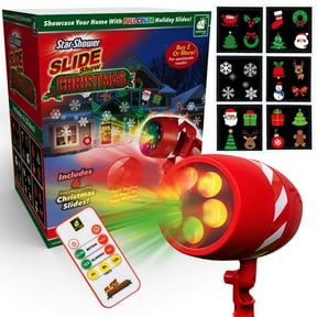 Star Shower Slide Show Christmas LED Projector, AS SEEN ON TV, Showcase Your Home with Full-Color Holiday, Remote Control, Use 2 or More for Spectacular Results, Includes 6 Christmas Slides