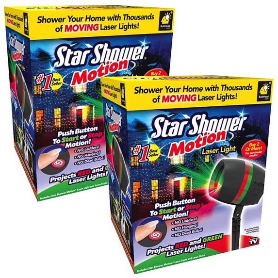 Star Shower 10639-2P Motion BulbHead-Indoor Outdoor Holiday Decorating – Sparking or Still Red and Green Laser Lights Cover up to 3200 Square Feet… (2 Pack)