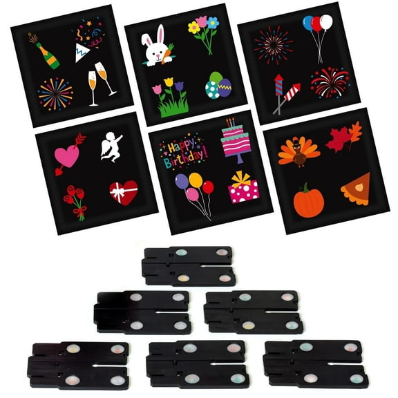 6 Extra Holiday Slides for Star Shower Slide Show LED Projector - New Years Day, Easter, Patriotic, Valentines Day, Birthday, Thanksgiving Themes