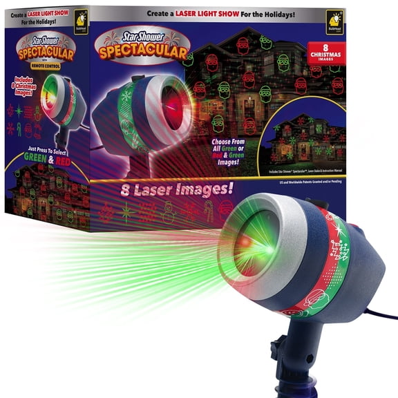 Star Shower Spectacular Christmas Laser Light Show Projector Lights, 8 Holiday Images, Covers Up To 3200 Sq Ft, Multicolor LED