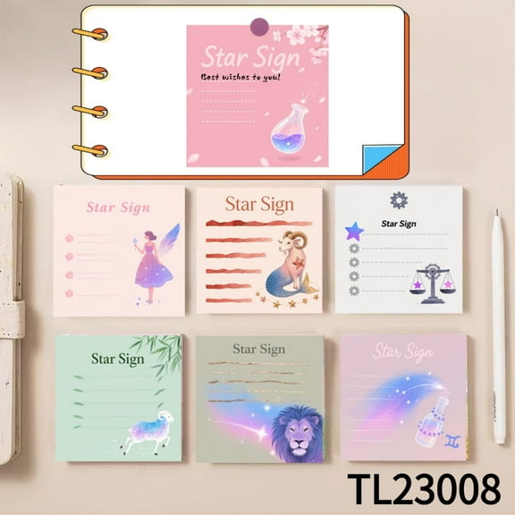 Star Sign Adorned Sticky Notes - Attractive and Useful (3.543.54 Inches) 100-Pack with105 Emoticon Stickers, Strong Adhesive for All Your Note - Taking Needs, Quickly Jotting Down Reminders