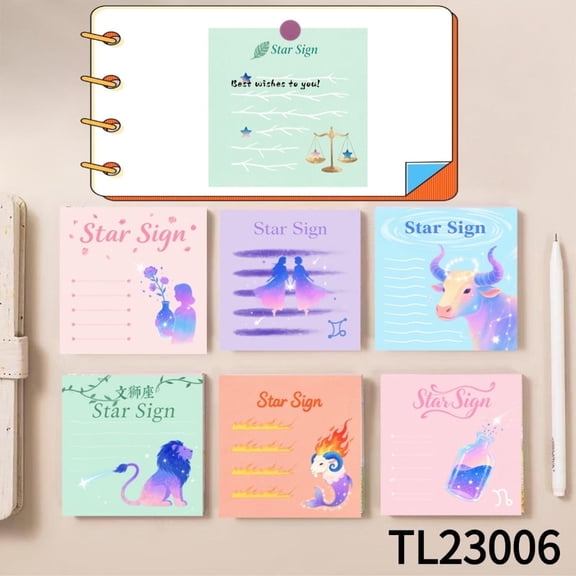 Star Sign Decorated Sticky Notes - Add Color To Your Life (3.54×3.54 Inches) 100-Pack with105 Emoticon Stickers, Strong Adhesive for All Your Note - Taking Needs, Leaving Temporary Messages