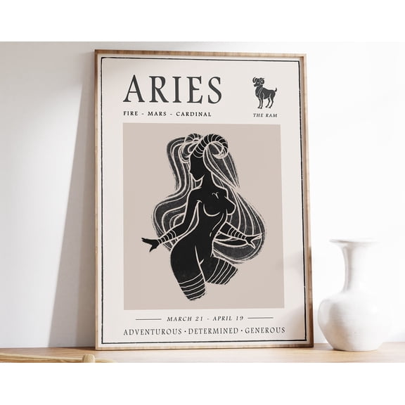 Star Sign Poster Aries Star Sign Print Birthday Gift Zodiac Astrology Poster Star Sign Art