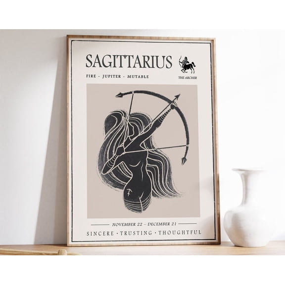 Star Sign Poster, Sagittarius Star Sign Print, Birthday Gift, Zodiac, Astrology Poster, Star Sign Art Print, Boho Decor, Bedroom Art Wall Art, Modern Wall Decor, 24x36 UNFRAMED