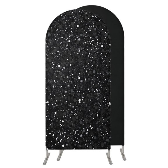 Star Sky Arch Backdrop Cover 4 FT,Spandex Wedding Arch Stand Covers Stretchy Backdrop,Modern Abstract Black Starry Night Dots Pattern Round Top Party Arched Background for Birthday Event Baby Shower
