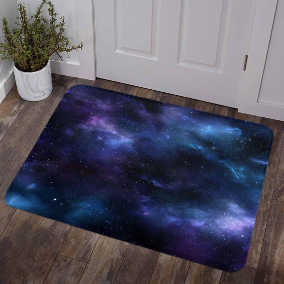 Star Sky Door Mat 16" x 24" Indoor/Outdoor Rug for Entry Way, Modern Blue Purple Black Nature Starry Night Doormat Front Door Rug Heavy Duty Welcome Mat, Non Slip for Garden Patio
