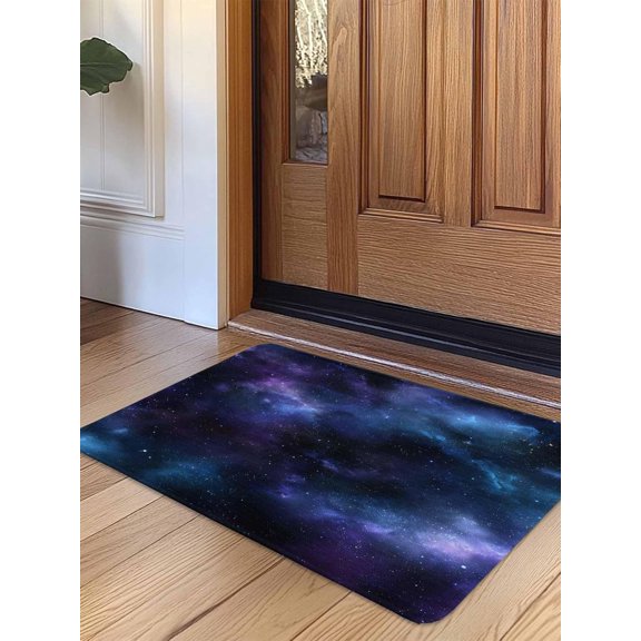 Star Sky Door Mat Indoor Outdoor Entrance,Non Slip Small Rug for Kitchen Bathroom Entryway Rug,Modern Blue Purple Black Nature Starry Night Washable Doormat Floor Mat for Office Home Decor 16x24 Inch