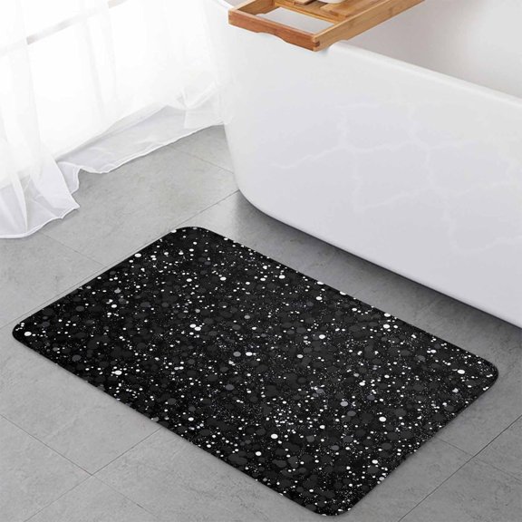 Star Sky Indoor Door Mat Non Slip Low Pile Welcome Mats, Modern Abstract Black Starry Night Dots Pattern Sponge Door Mat Indoor Entrance, Washable Front Doormat for Bathroom Kitchen, 16" x 24"