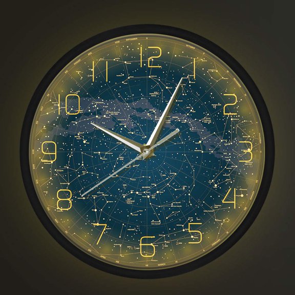 Star Sky Map Sound Activated LED Lighting Metal Frame Wall Clock Northern Hemisphere Stars Chart Night Light Wall Clock