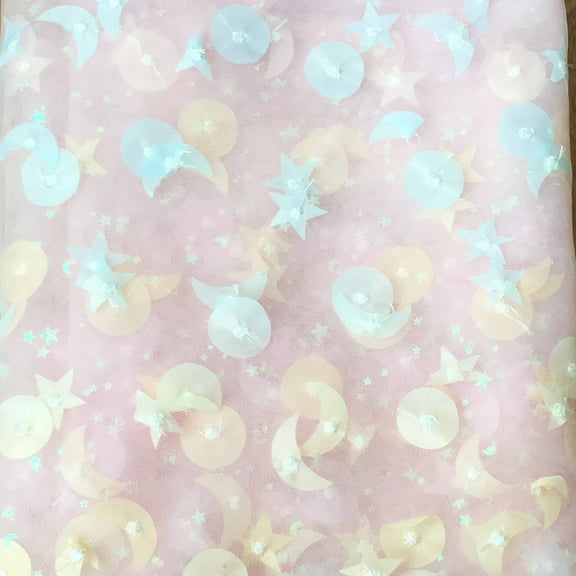 Star Sky Moon Tablecloth,Rectangle Lace Tablecloth For Wedding Party Birthday,Elegant Table Overlays Toppers Organza Tablecloths-pink-35.4x59in