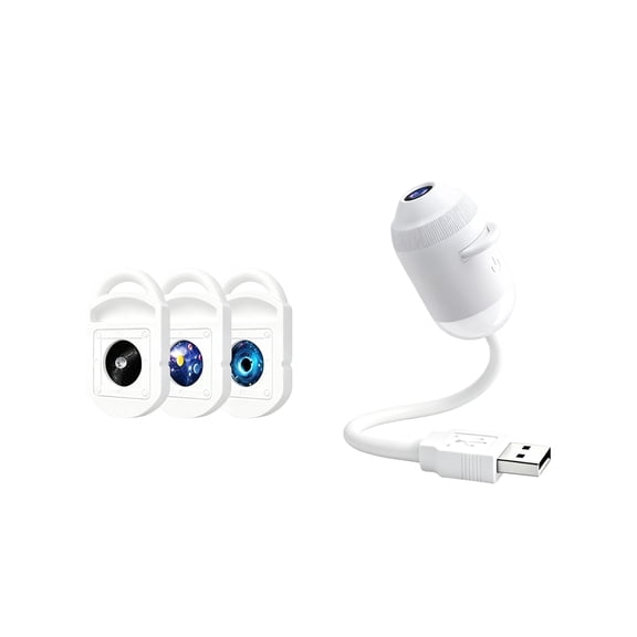 Star Sky Night Light Projector, Plug and Play HD Star Sky Projector with Flexible Goose neck & Adjustable Brightness, 2-in-1 360 Rotating, USB Powered,with 3 Films