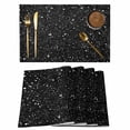 thumbnail image 1 of Star Sky Placemats Set of 8 Modern Abstract Black Starry Night Dots Pattern Place Mats Indoor Wipeable Table Mats Washable Cloth Dining Table Placemats for Kitchen Holiday Party Home Decor 13x19 Inch, 1 of 9