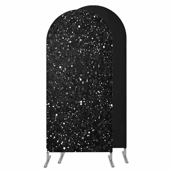 Star Sky Wedding Arch Cover,Stretchy Spandex Arch Backdrop Stand Covers 4 FT,Modern Abstract Black Starry Night Dots Pattern Round Top Arched Backdrop Cover for Birthday Party Ceremony Baby Shower