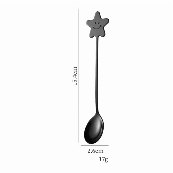 Star Smiling Face Stainless Steel Mixing Spoon - Cute 5-Point Star Coffee Dessert Spoon for Baking, Stirring, and Serving