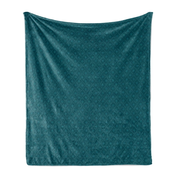 Star Soft Flannel Fleece Blanket, Abstract Ornament Symmetrical Repetitive Pattern Christmas Inspired Pattern, Cozy Plush for Indoor and Outdoor Use, 70" x 90", Dark Teal Petrol Blue, by Ambesonne