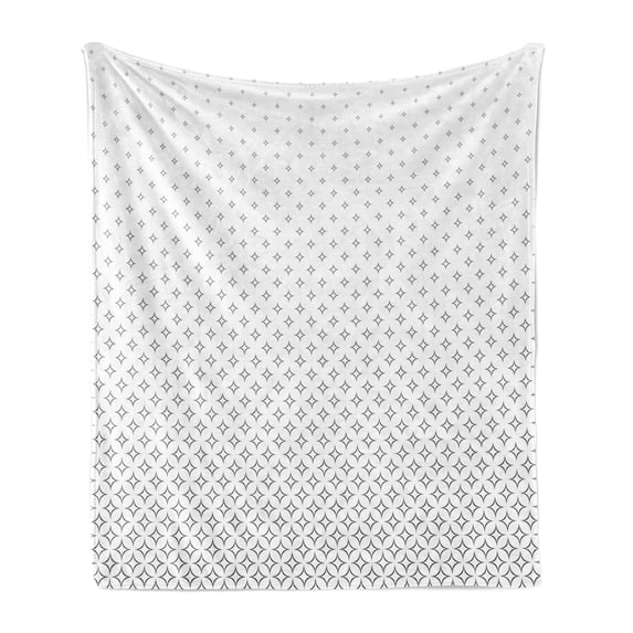 Star Soft Flannel Fleece Throw Blanket, Abstract Diamond Stars Theme Pattern Infinity Geometric Minimalistic Contemporary, Cozy Plush for Indoor and Outdoor Use, 50" x 70", White Black, by Ambesonne