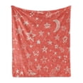 thumbnail image 1 of Star Soft Flannel Fleece Throw Blanket, Moon and Stars Theme Pattern Starry Night Shooting Stars Space Galaxy Kids Style, Cozy Plush for Indoor and Outdoor Use, 70" x 90", Coral White, by Ambesonne, 1 of 6