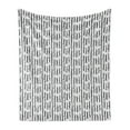 thumbnail image 1 of Star Soft Flannel Fleece Throw Blanket, Vertical Stripes with Doodle Stars Hearts Dots and Funny Ponies Nursery Theme, Cozy Plush for Indoor and Outdoor Use, 50" x 70", White Black Grey, by Ambesonne, 1 of 6