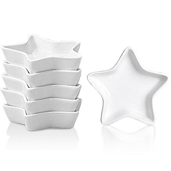 Delling Star Soy Sauce Dish, Ceramic Dipping Sauce Cups, Set of 6