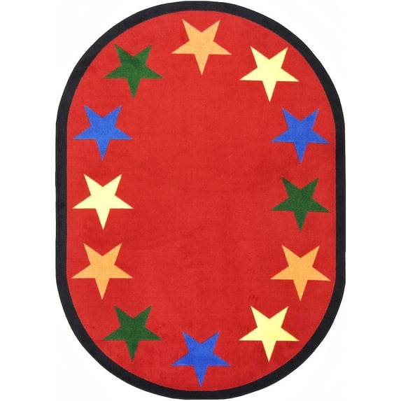 Kid Essentials - Early Childhood Star Space, 7'7" Border Round, Multicolored