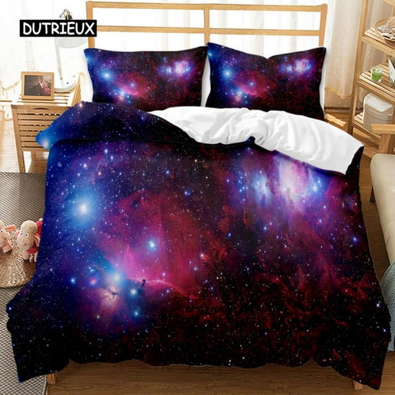 Star Space Duvet Cover Dusty Gas Cloud Nebula and Star Clusters In The Outer Space Polyester Bedding
