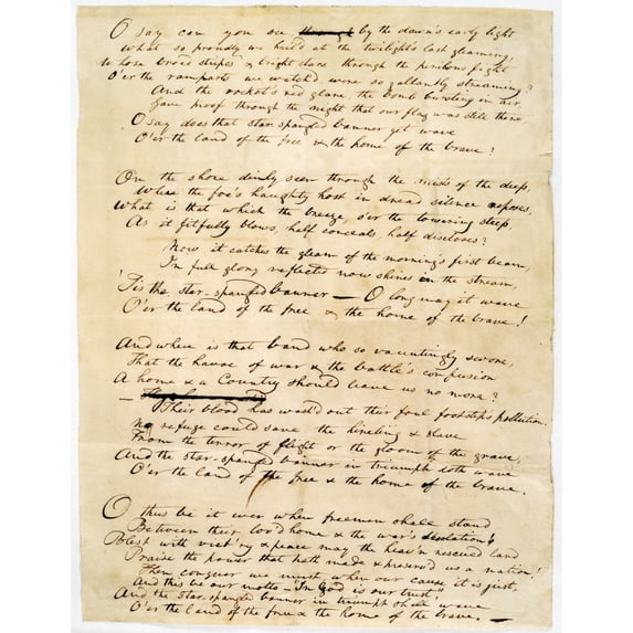 Star Spangled Banner, 1814. /Nfrancis Scott Key'S Handwritten Manuscript Of The Star Spangled Banner, 1814. Poster Print by (18 x 24)