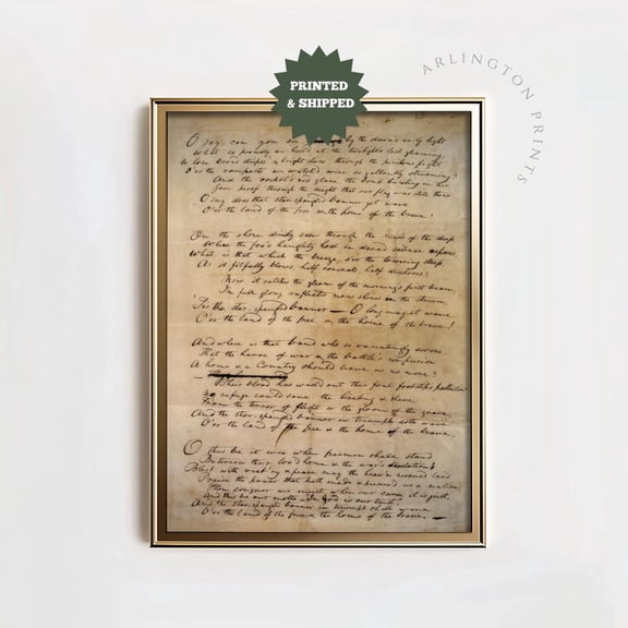 Star Spangled Banner National Anthem Poster Vintage Patriotic Wall Art 4Th Of July Decor Americana History Art