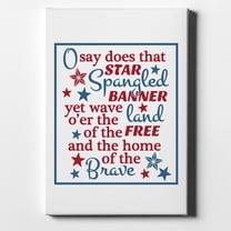 Star Spangled Banner Word Art - 11" x 14" - Decorative Canvas Wall Art - White Edge - 5/8" Gallery Wrapped