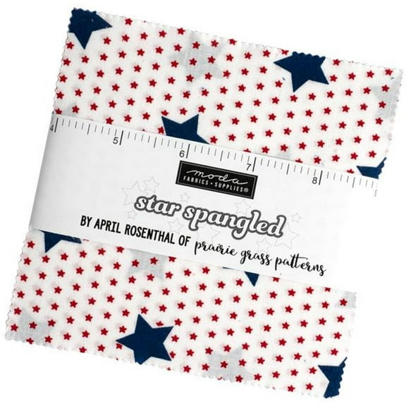 Star Spangled Charm Pack by April Rosenthal of Prairie Grass Patterns; 42 - 5" Precut Fabric Quilt Squares