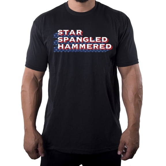 Star Spangled Hammered, Funny 4th of July T-shirts, Men's Graphic Tees - Black MH200PATRIOT S18 XL