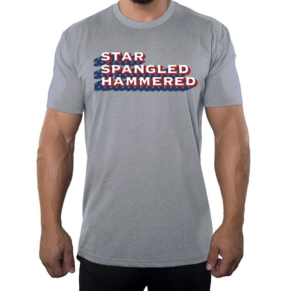 Star Spangled Hammered, Funny 4th of July T-shirts, Men's Graphic Tees - Heather Grey MH200PATRIOT S18 S