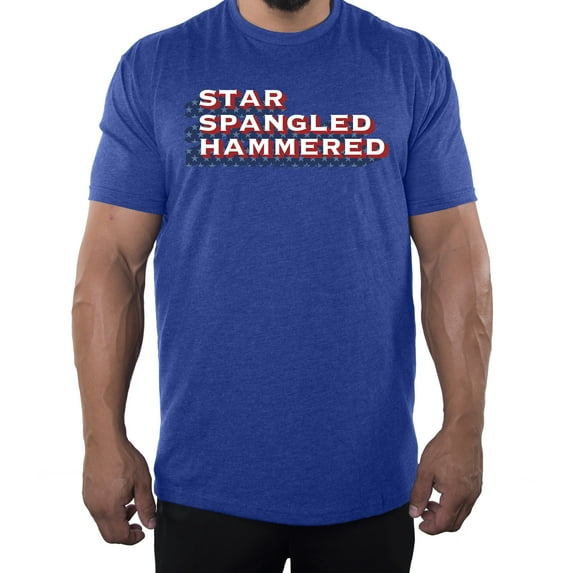 Star Spangled Hammered, Funny 4th of July T-shirts, Men's Graphic Tees - Royal MH200PATRIOT S18 3XL