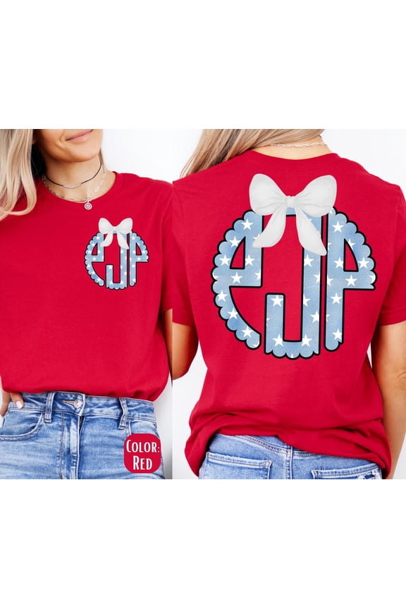 Star Spangled Monogram Shirt 4th of July Patriotic Tee