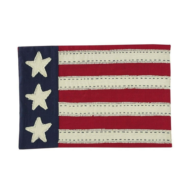 Plate Mat Set Amerian Flag Heart Star Red Striped Gnome Placements 12x18  Inch Wipeable Placemats Oxford Fabric Today's Deals Placement for Home  Party