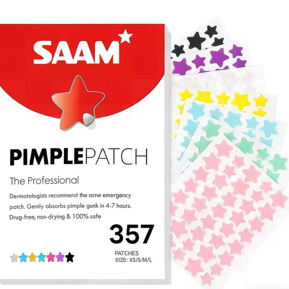 Star Spot Stickers Cute Face Covers, Colorful Star Patches for Concealing, 357 Count | 4 Sizes (8mm/10mm/12mm/14mm)