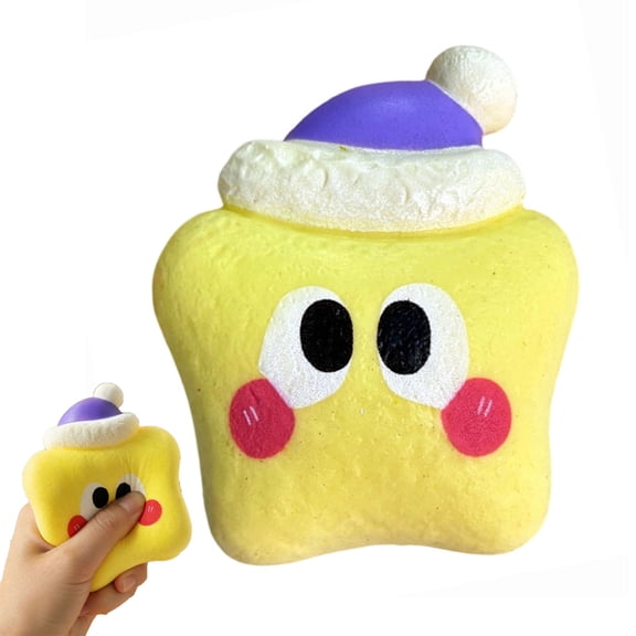 Star Squishy Ball, Slow Rising Soft Stress Relief Fidget, Yellow Purple Festive Cute Collectible, Sensory Squeeze Gift for Christmas Lovers & Collection