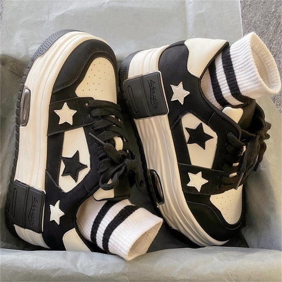 Star Star Shoes Walking Sneakers for Women Y2K Shoes Platform Chunky Aesthetic Cute Stars Comfort Travel Outdoor