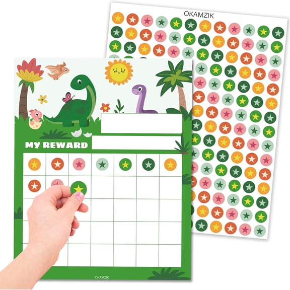 Star Sticker Chart for Kids Behavior -25 Toddler Sticker Reward Chart Incentives, Behavior Chart for Kids At Home & Classroom, Dinosaur Incentive for Classroom Must Haves
