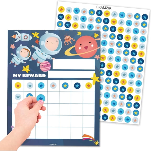 Star Sticker Chart for Kids Behavior -25 Toddler Sticker Reward Chart Incentives, Behavior Chart for Kids At Home & Classroom, Space Incentive for Classroom Must Haves