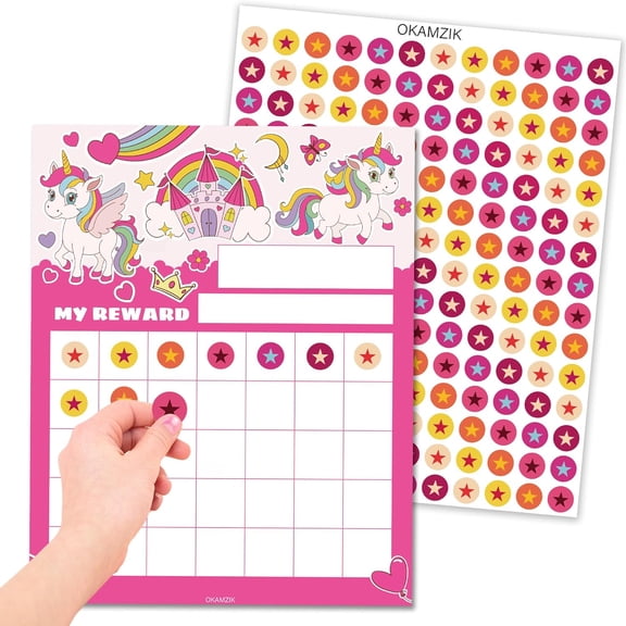 Star Sticker Chart for Kids Behavior -25 Toddler Sticker Reward Chart Incentives, Behavior Chart for Kids At Home & Classroom, Unicorn Incentive for Classroom Must Haves