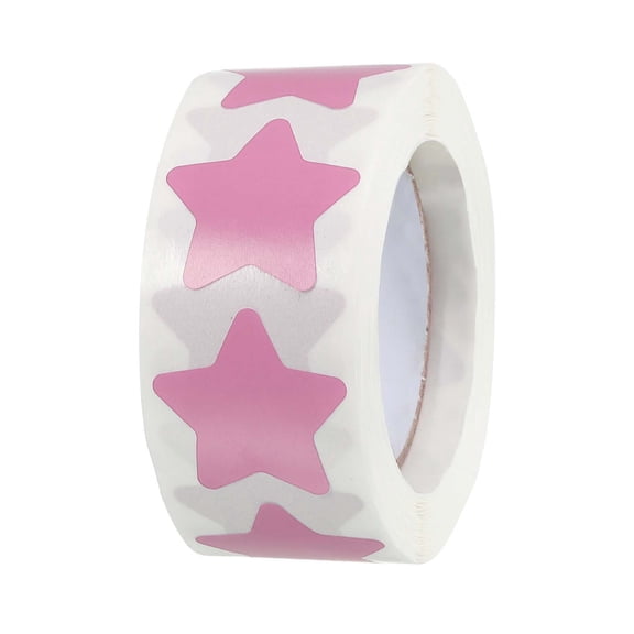 Star Stickers 1 Inch 1 Roll DIY Adhesive Labels Notes, Greeting Cards, Gift Boxes, 500 Count/Roll Pink