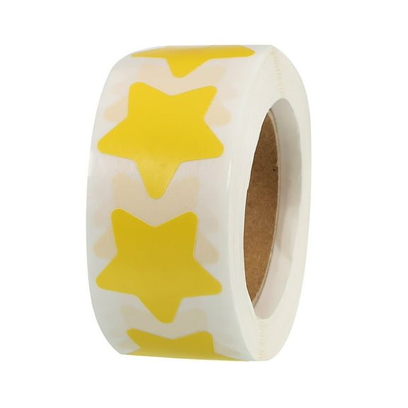 Star Stickers 1 Inch 1 Roll DIY Adhesive Labels Notes, Greeting Cards, Gift Boxes, 500 Count/Roll Yellow