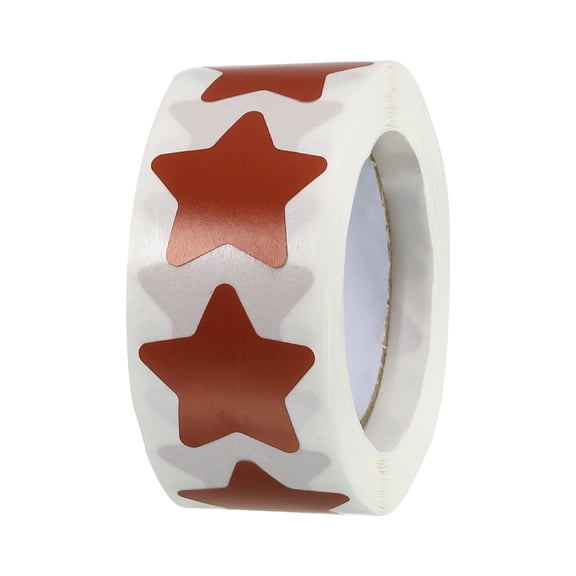 Star Stickers 1 Inch 1 Roll DIY Adhesive Labels for Notes, Greeting Cards, Gift Boxes, 500 Count/Roll Light Coffee